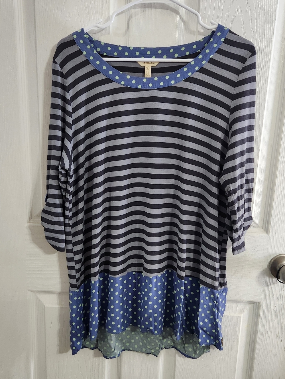 Matilda jane 3/4 sleeve stretchy blouse large craftcore kidcore twee polka dot